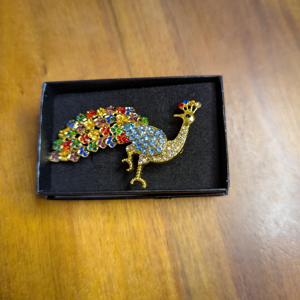 Colorful Peacock Brooch